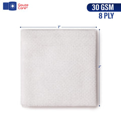 Gauze Care individually wrapped 2x2 pads, sterile and ready for quick first-aid use.