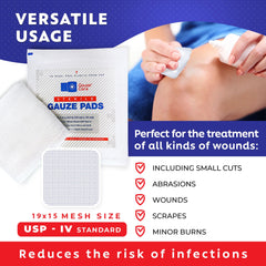 Gauze Care individually wrapped sterile gauze pads for convenient access.