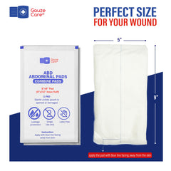 GauzeCare 5x9 inch pad, individually packed for heavy drainage wounds
