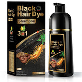 GDRFNP Black Hair Dye Shampoo bottle showing herbal formula for gray coverage