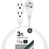 GE 3-outlet flat extension cord powers multiple devices from one outlet