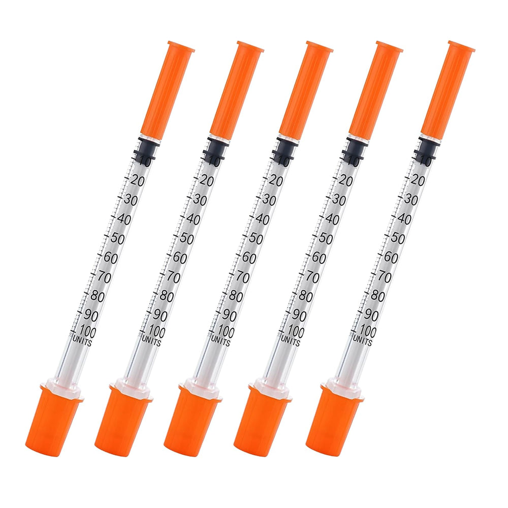 Geeddah 100-pack 1ml syringe with needle — convenient bulk packaging for laboratories.