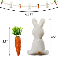 Gee Hut Easter Bunny Carrot Garland highlights 5 plush bunnies and 6 carrots.