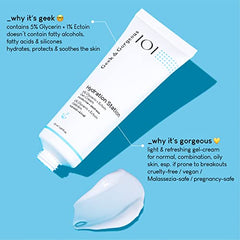 Geek & Gorgeous Hydration Station bottle shows lightweight, non-greasy formula.