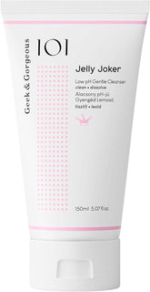 Geek & Gorgeous Jelly Joker bottle pour shows gentle, non-foaming cleansing for makeup removal.