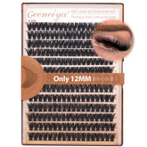 Geeneiya 12mm volume lash clusters in D curl for natural, wispy daily fullness.