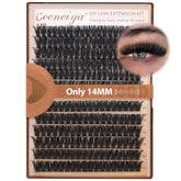 Geeneiya 14mm volume lash clusters in packaging for easy at home use