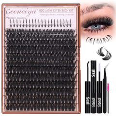 Geeneiya cluster kit top view highlights at-home lash extension tools