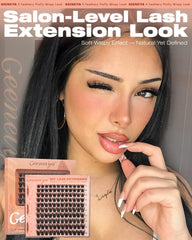 Geeneiya Fluffy Lash Clusters pre-mapped range showing 8–16 mm versatility.
