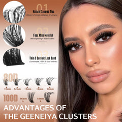 Geeneiya 16-18mm lash clusters offer fuller look with flexible application.