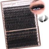 Geeneiya volume lash clusters with D curl for 10-14mm, easy at-home DIY lash enhancement.