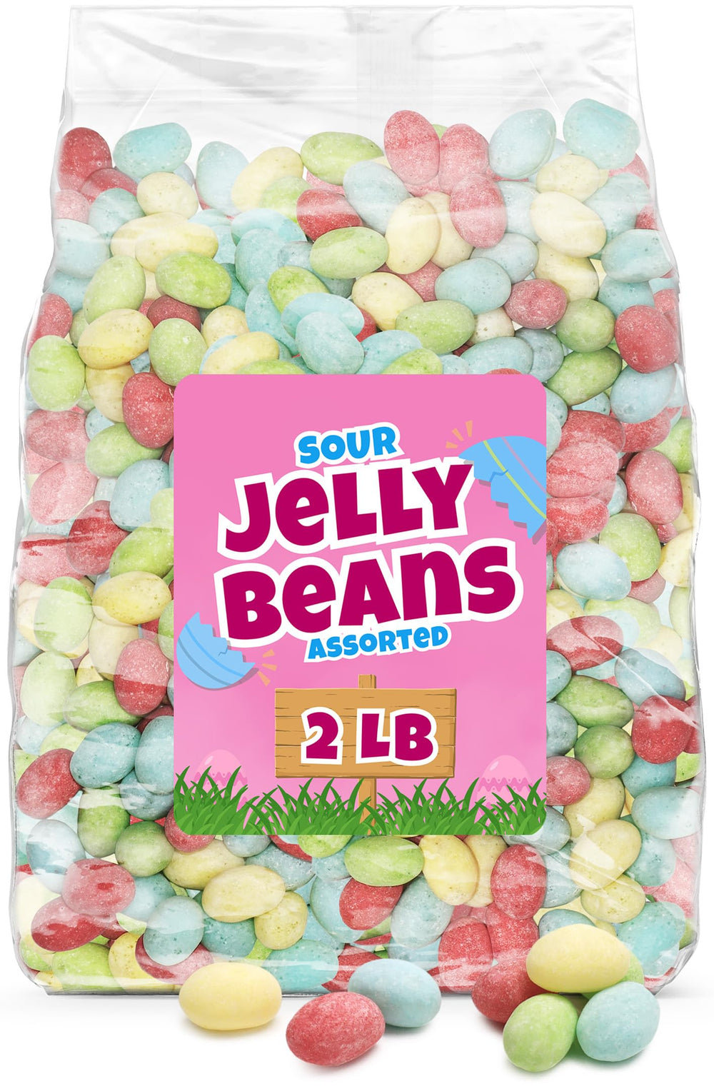 GEEOOLLAH Easter sour jelly beans in pastel bag for festive baskets