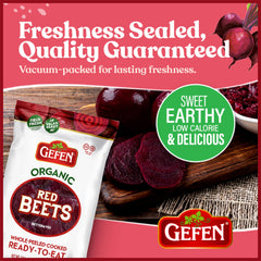 Gefen beets in vacuum-packed packaging preserve freshness for quick meals.