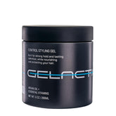 Gelactica Max Control hair gel bottle front showing strong hold for sleek styles.