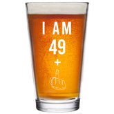 Gelid 49 + One Middle Finger pint glass shows bold humor for craft beer fans.