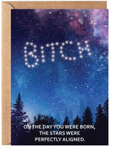 Gelid Day You Were Born stars-aligned card front, ideal birthday greeting for her