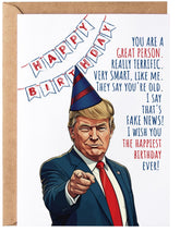 Gelid funny Trump birthday card front showing bold design