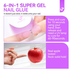 Gelike EC press-on nails being applied for lasting wear