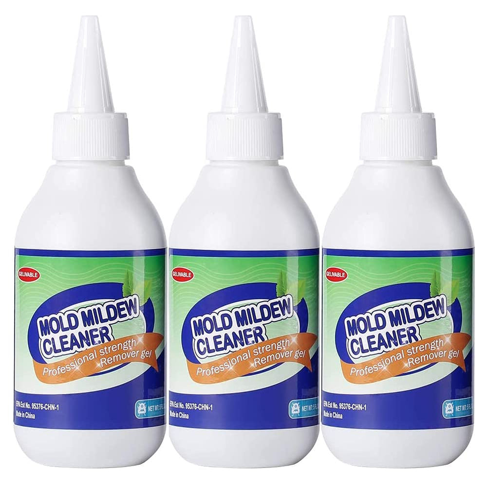 GELIVABLE Mold Remover Gel closeup shows fast-acting cleaning on tile grout