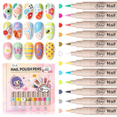Gellaktik nail art pens set with 12 colors for salon-quality home manicures.