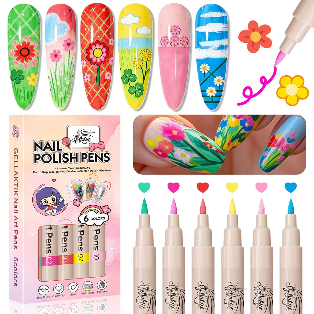 GELLAKTIK six-color nail art pens set for versatile home manicures