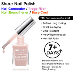 GELLEN 4-in-1 application on nails shows concealing and smoothing action