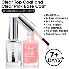 GELLEN sheer pink base coat on nails for natural color