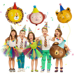 GELOBO monkey head foil balloon ideal for jungle party photos.