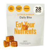 GEM Daily Bite bottle with citrus-ginger flavor highlighting convenient daily nutrition