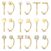 GEMQUEEN 9-pair half-huggie earrings for day-to-night wear and subtle sparkle