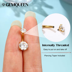 GemQueen G23 titanium belly ring, lightweight and safe for sensitive skin