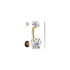 GemQueen moissanite belly ring with a 5mm stone, ideal for daily sparkle