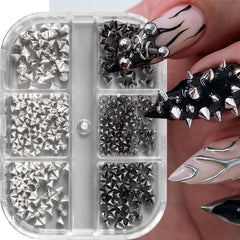Generic black cone spikes add edgy texture to nails