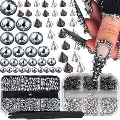 Generic 3D nail art studs with gold cone spikes for bold manicure details