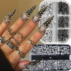 Generic alloy nail jewels and rivets box for versatile DIY nail art