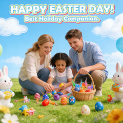 Generic colorful Easter eggs serve as festive party favors and prizes.