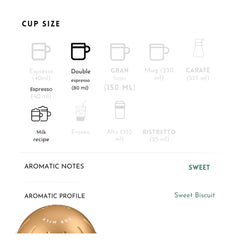 Generic double espresso pod cup-serve closeup showing rich crema and compact design.