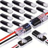 Generic double-wire connector with locking buckle closeup for secure, tool-free wiring