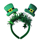 Generic St. Patrick's Day headband with glitter clover for festive wear.