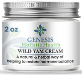 Genesis Wild Yam Root Cream bottle shown for daily hydration and balance.
