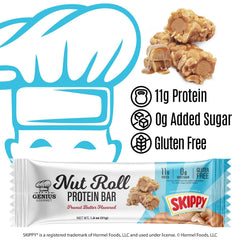Close look at the nutty texture of Genius Gourmet SKIPPY bar