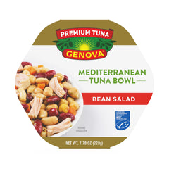 Genova tuna mediterreanean bean salad bowl tuna closeup showing protein-rich portions