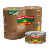 Genova yellowfin tuna in olive oil cans provide premium protein for quick meals.