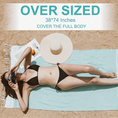 Genovega colorful towel brightens beach or poolside relaxation.