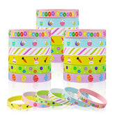 Genuvi Easter rubber bracelets in 30pc set, colorful bunny and egg designs for kids' party favors.