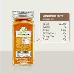 Geo-Fresh Organic Turmeric Powder scoop illustrating versatile use