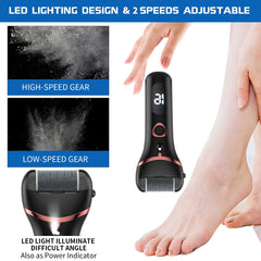 Geopu foot file in use with rotating head treating dead skin