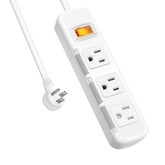 Gerass flat plug power strip with 3 outlets for compact desk setup.