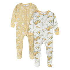 Gerber fox print slate footed pajamas offer playful bedtime style.