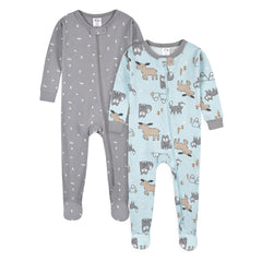 Gerber gray geometric-pattern pajama detail with ribbed cuffs
